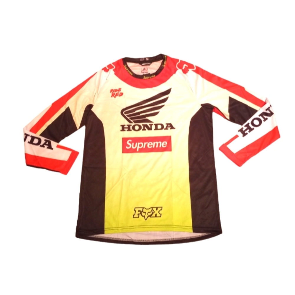 Supreme Honda Long Sleeve Jersey in White, Black, Red, Yellow